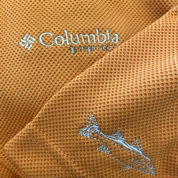 Columbia Omni-Shade Polo Trout Fish Shirt Short Sleeve Collared Orange 2XL - Picture 2 of 6